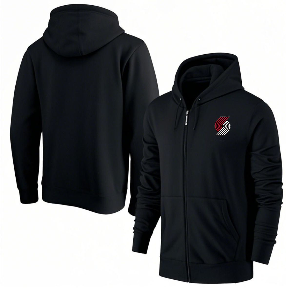Men Portland Trail Blazers Black Zipper hoodie 2025 NBA Jersey style 1
